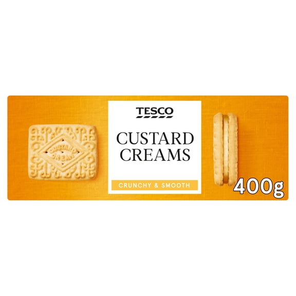 Tesco Custard Cream Biscuits 400G, Imported from Britain