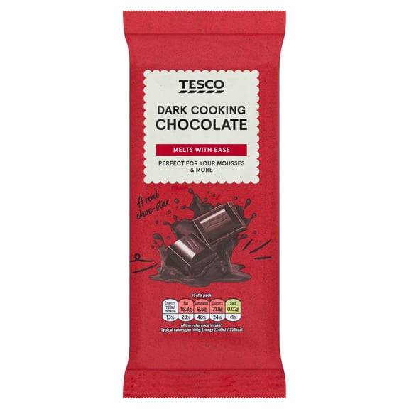 Tesco Dark Cooking Chocolate 150G, Imported from Britain