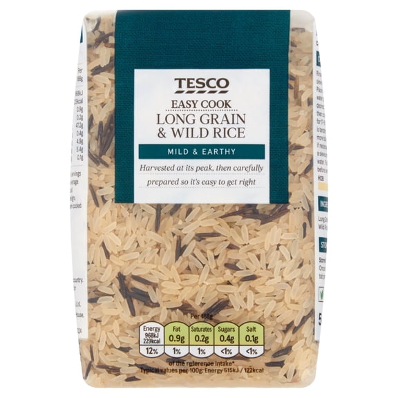 Tesco Easy Cook Long Grain & Wild Rice 500g, Imported from Britain