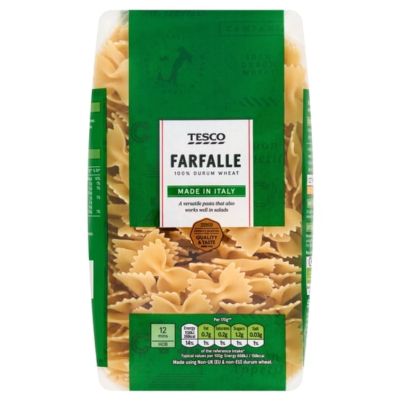 Tesco Farfalle Pasta Bows 500G, Imported from Britain