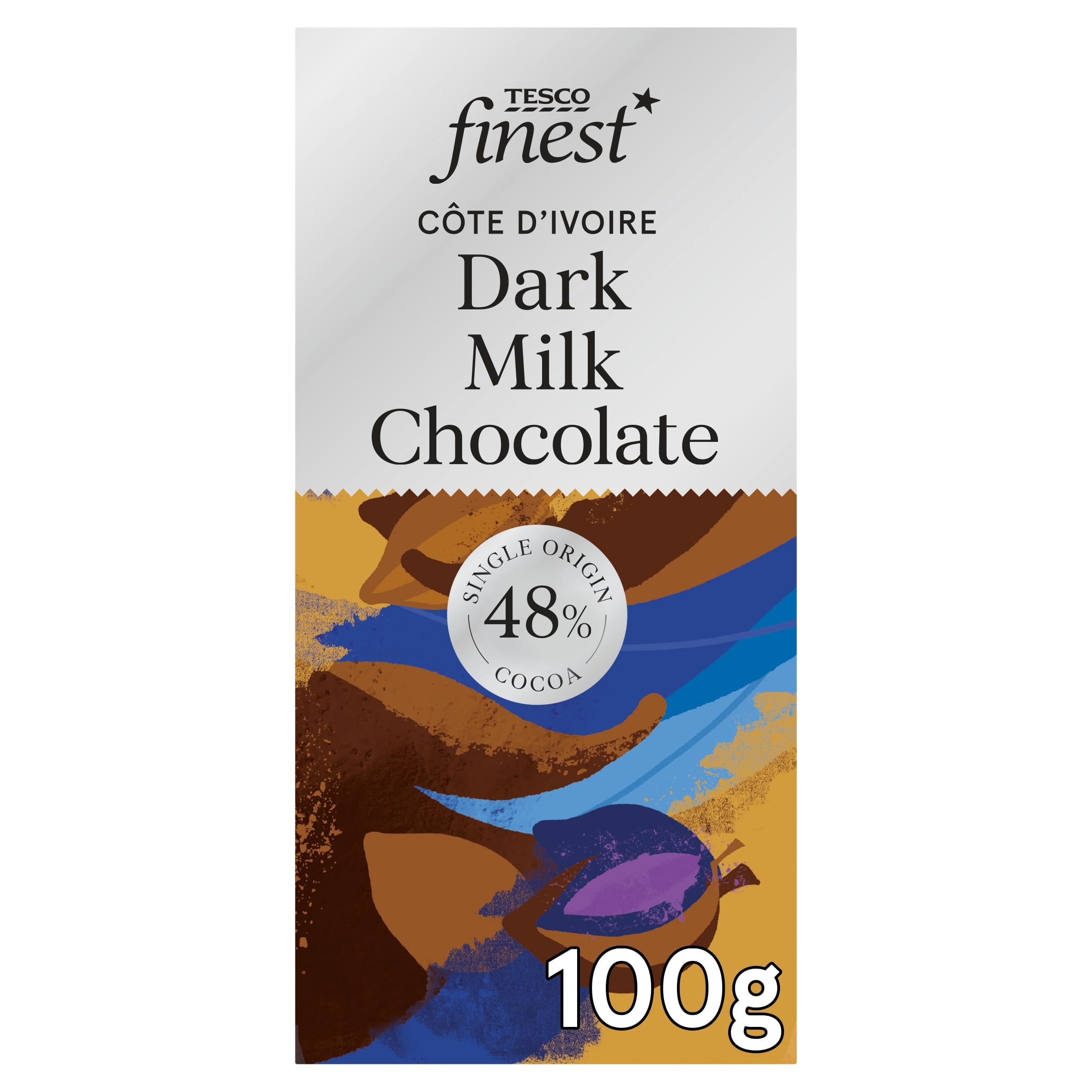 Tesco Finest 48% Dark Milk Chocolate 100g, Imported from Britain
