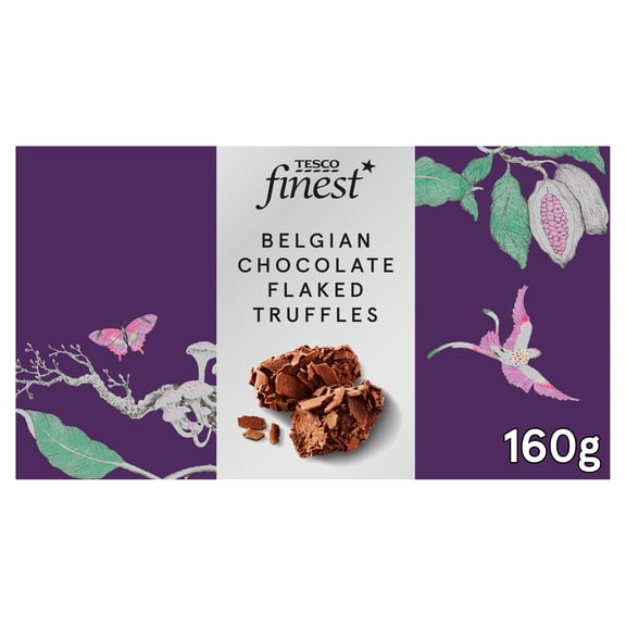 Tesco Finest Belgian Chocolate Flaked Truffles 160g, Imported from Britain
