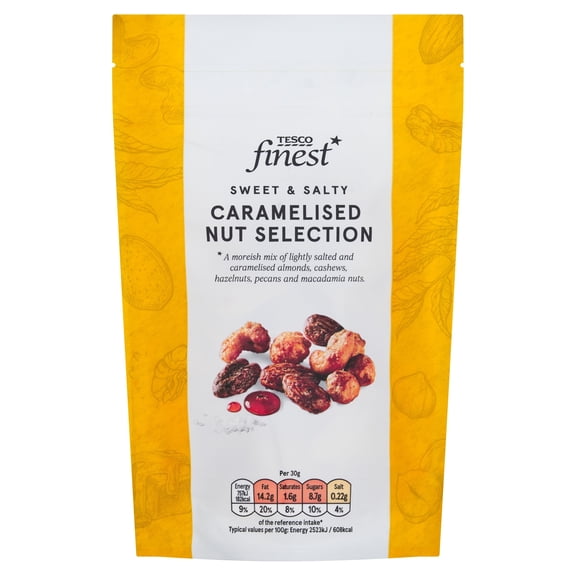 Tesco Finest Caramelised Nut Selection 150g, Imported from Britain