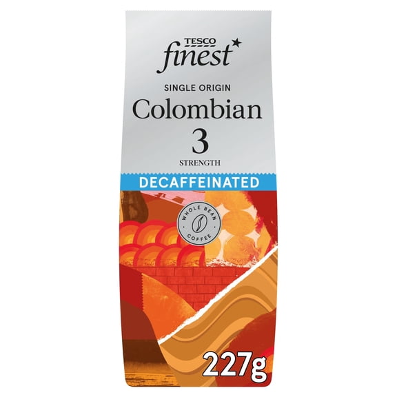 Tesco Finest Decaffeinated Colombian Coffee Beans 227G Imported from Britain