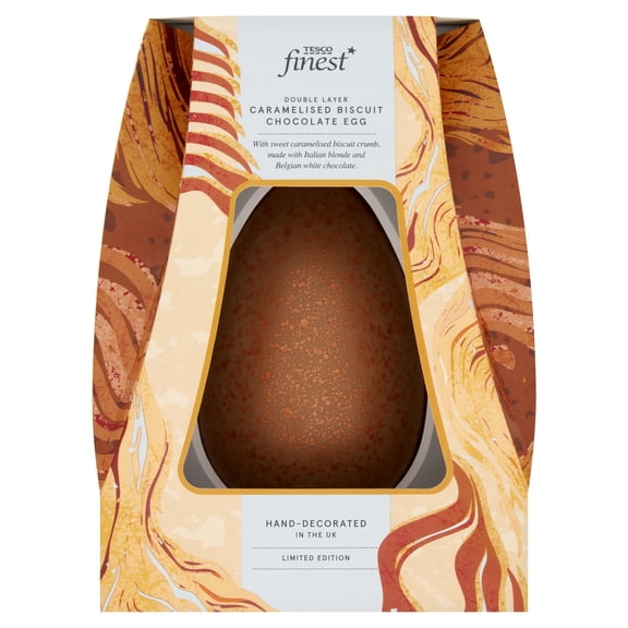 Tesco Finest Double Layer Caramelised Biscuit Chocolate Egg 210g, Imported from Britain