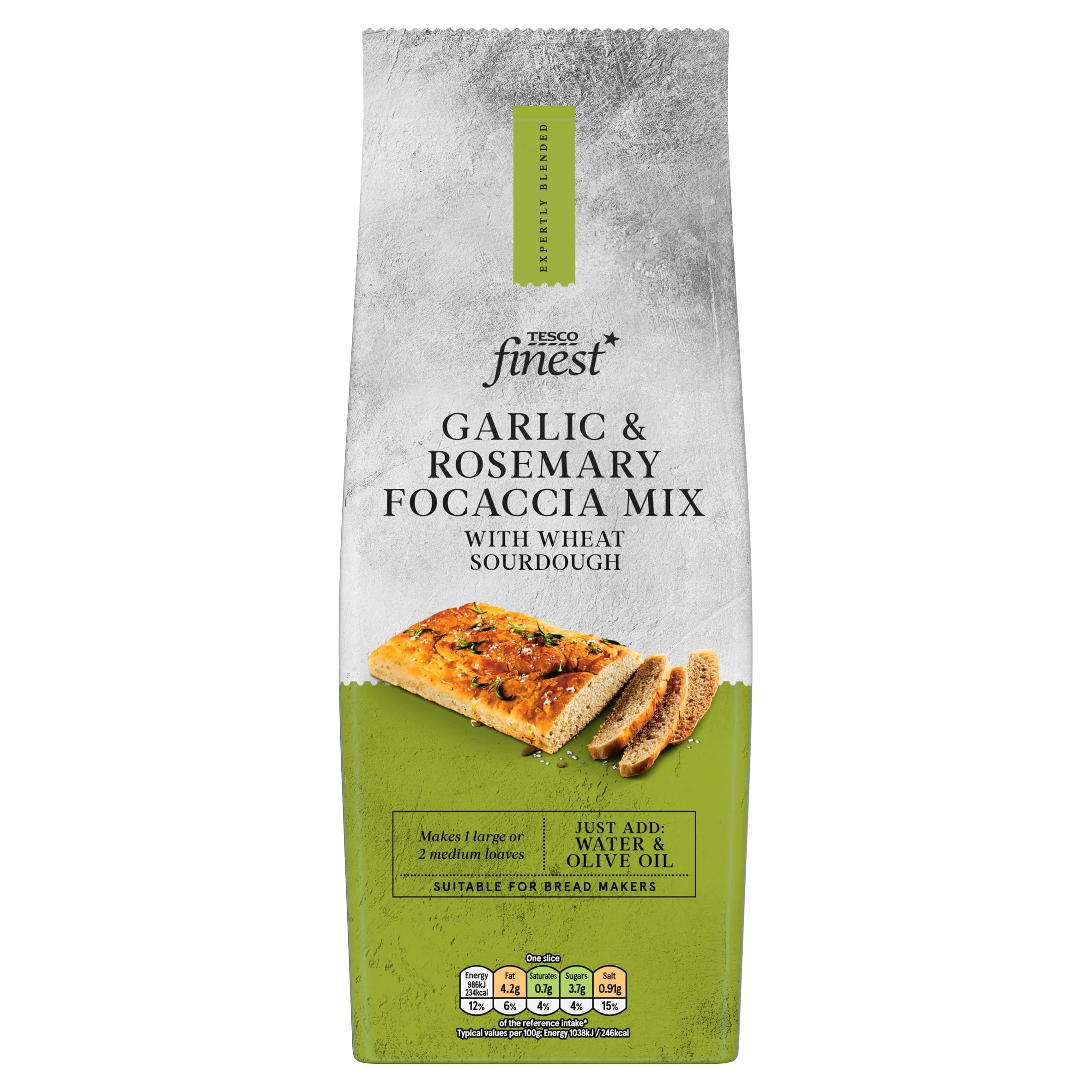 Tesco Finest Garlic & Rosemary Focaccia Mix 500g, Imported from Britain