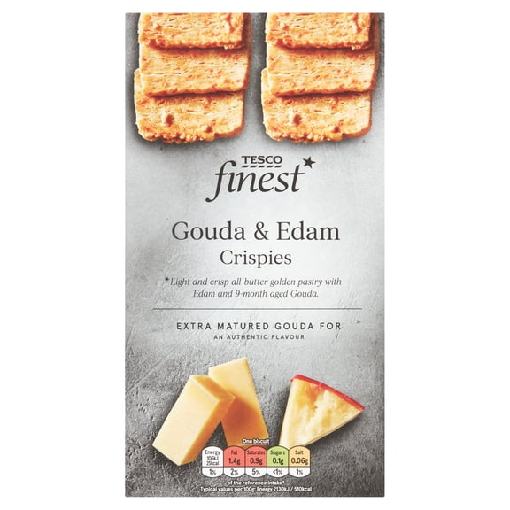 Tesco Finest Gouda & Edam Crispies 90G, Imported from Britain