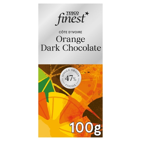 Tesco Finest Orange 47% Dark Chocolate 100g, Imported from Britain