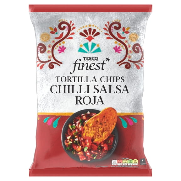 Tesco Finest Tortilla Chips - Chilli Salsa Roja 150g, Imported from Britain