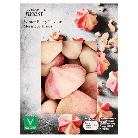 Tesco Finest Winter Berry Flavour Meringue Kisses 100g, Imported from Britain