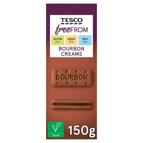 Tesco Free From Bourbon Creams Biscuits 150g, Imported from Britain