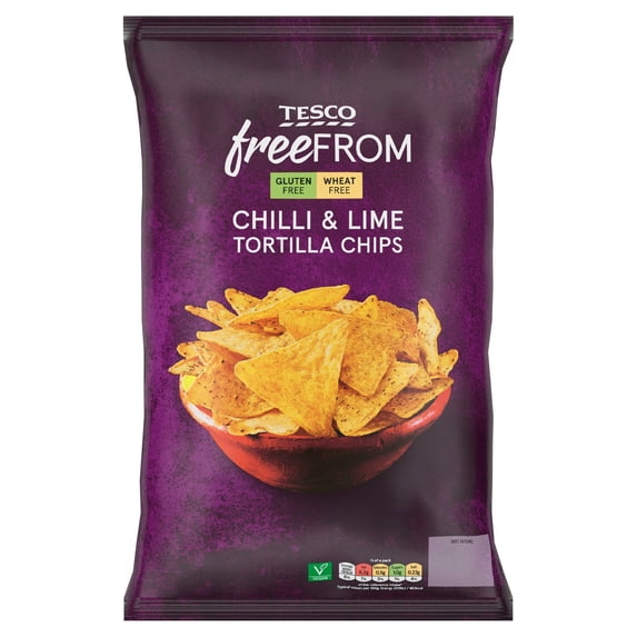 Tesco Free From Chilli & Lime Tortilla Chips 200g, Imported from Britain
