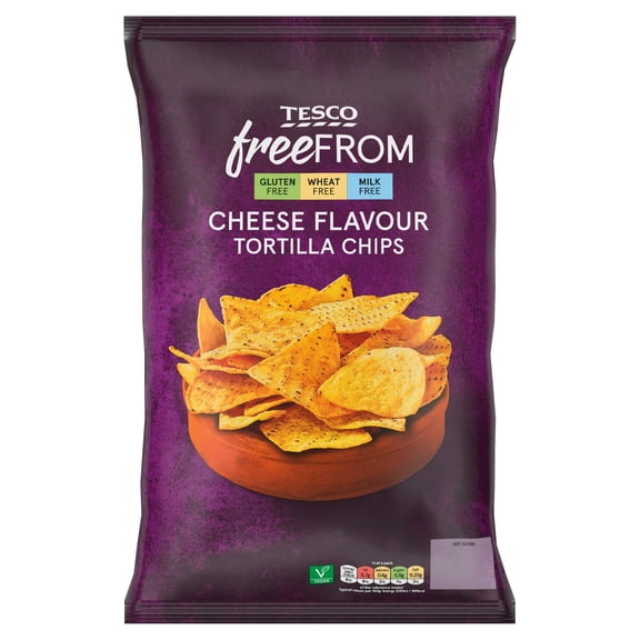 Tesco Free From Nacho Cheese Tortilla Chips 200g, Imported from Britain