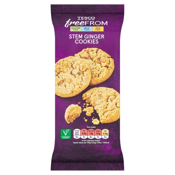 Tesco Free From Stem Ginger Cookies 150g, Imported from Britain