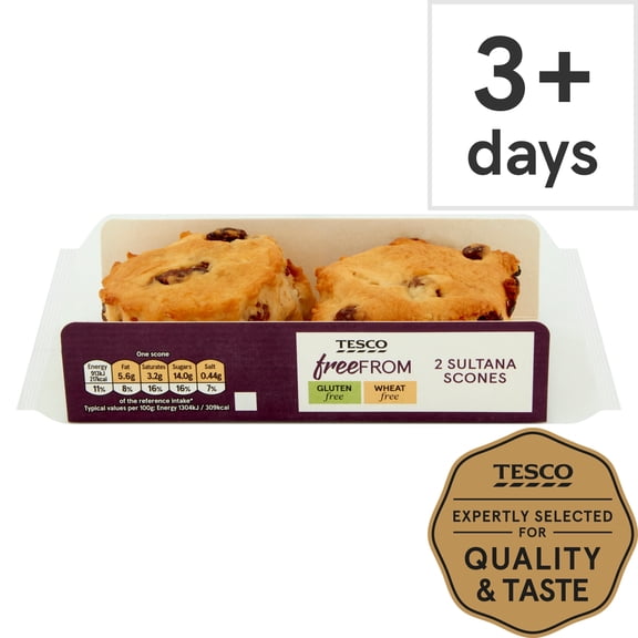 Tesco Free From Sultana Scones 2 pack, Imported from Britain