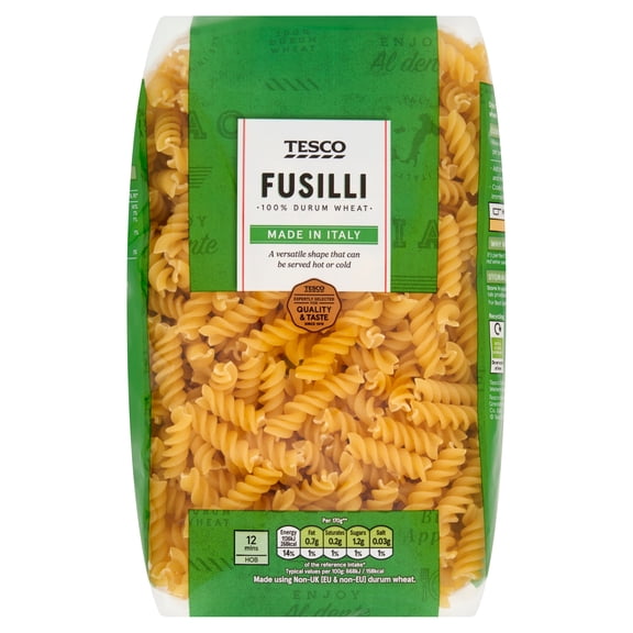 Tesco Fusilli Pasta Twists 1Kg, Imported from Britain