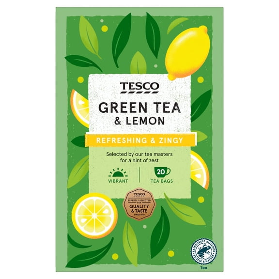Tesco Green Tea & Lemon 20 Pack 50g, Imported from Britain