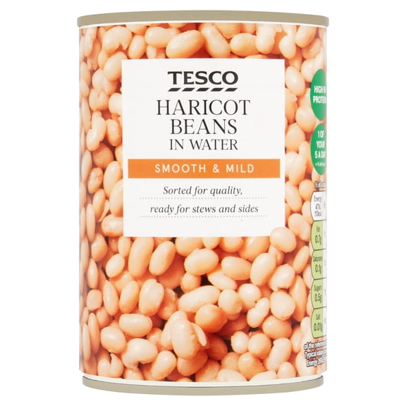 Tesco Haricot Beans In Water 400G, Imported from Britain