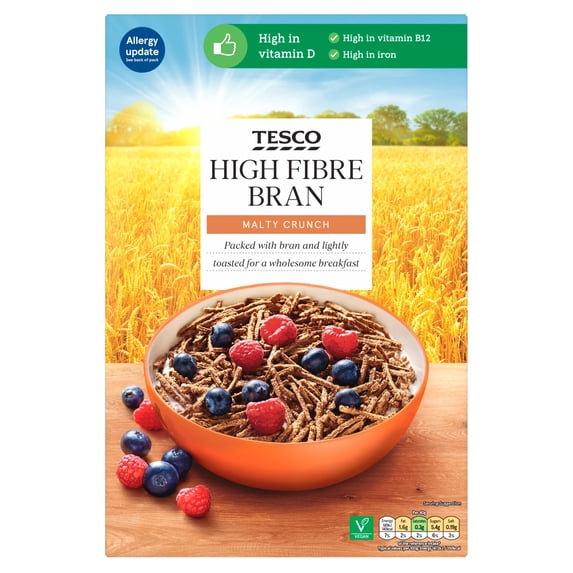 Tesco High Fibre Bran Cereal 750G, Imported from Britain