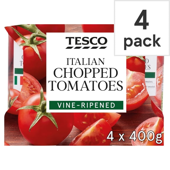Tesco Italian Chopped Tomatoes 4 X 400G, Imported from Britain
