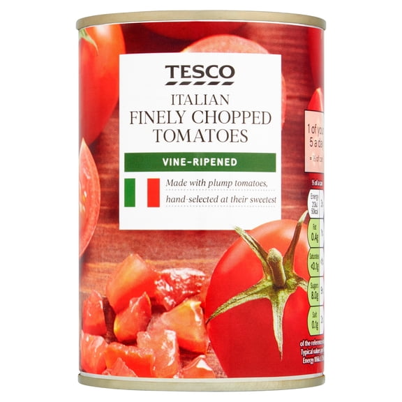 Tesco Italian Finely Chopped Tomatoes 400G, Imported from Britain