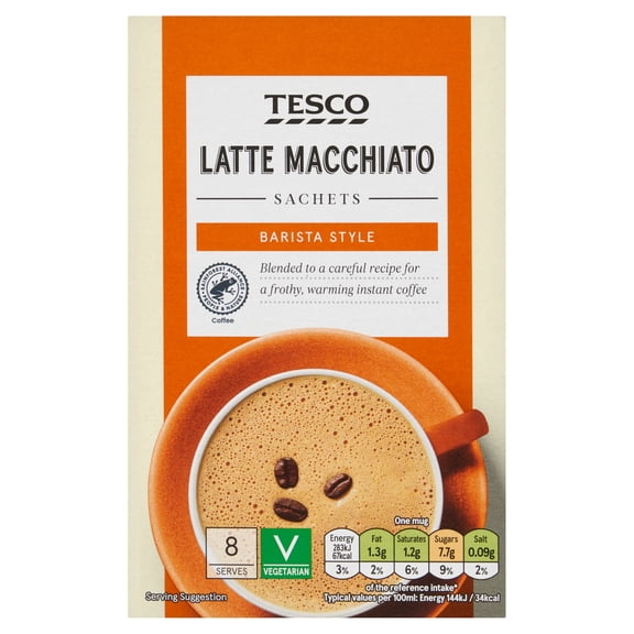 Tesco Latte Macchiato Sachets 124G (8*15.5G), Imported from Britain