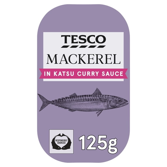 Tesco Mackerel In Katsu Curry Sauce 125G, Imported from Britain