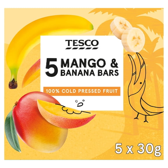 Tesco Mango & Banana Bars 5 X 30G, Imported from Britain