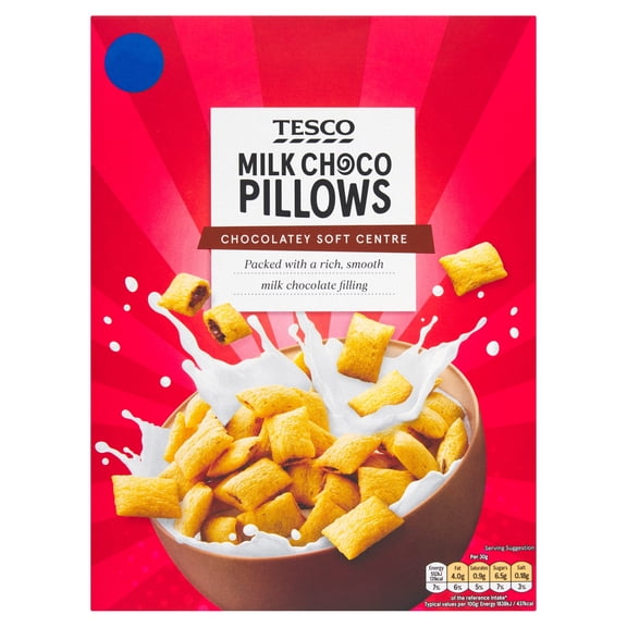 Tesco Milk Choco Pillows Cereal 375g, Imported from Britain