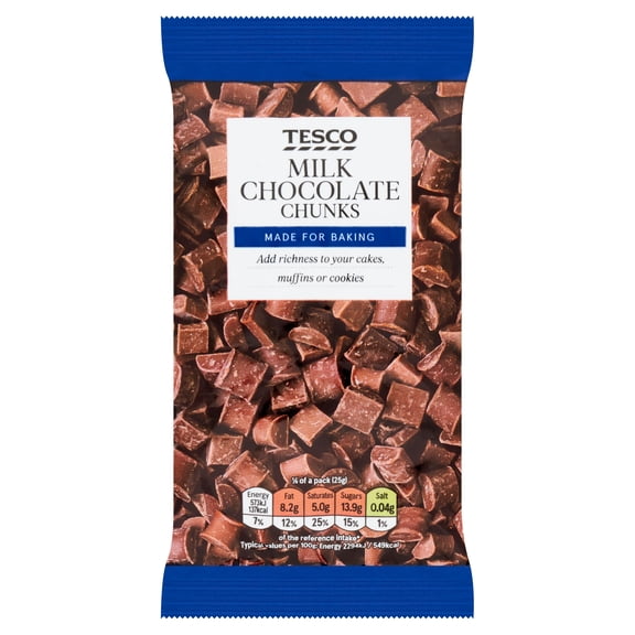 Tesco Milk Chocolate Chunks 100G, Imported from Britain