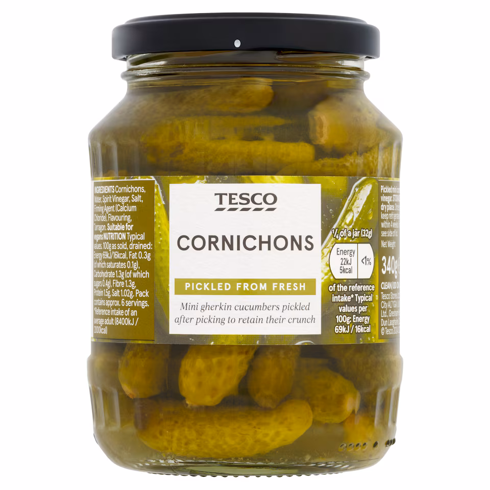 Tesco Mini Cornichons 340G - British Pickles