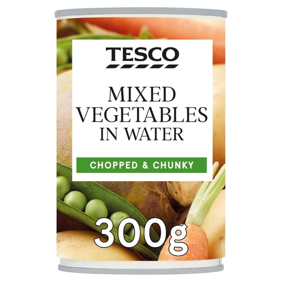 Tesco Mixed Vegetables In Water 300G, Imported from Britain