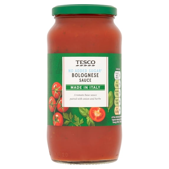 Tesco No Added Sugar Bolognese Pasta Sauce 500G, Imported from Britain