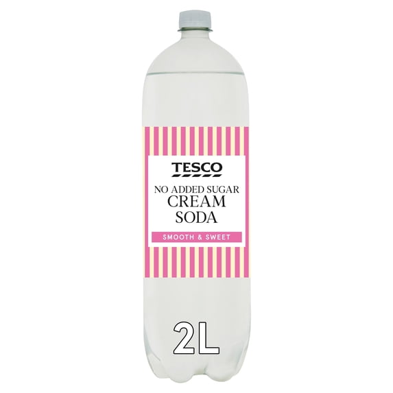 Tesco No Added Sugar Cream Soda 2L, Imported from Britain