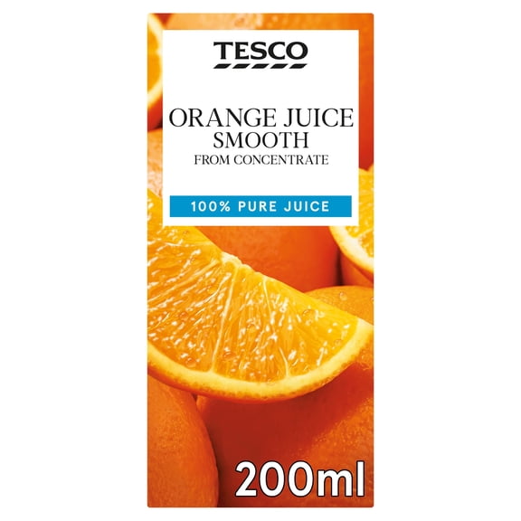 Tesco Orange Juice Smooth From Concentrate 200Ml, Imported from Britain