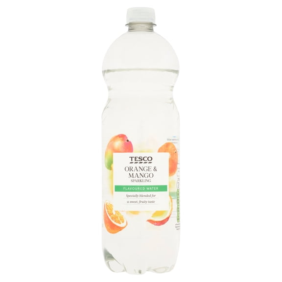 Tesco Orange & Mango Sparkling Water 1L, Imported from Britain