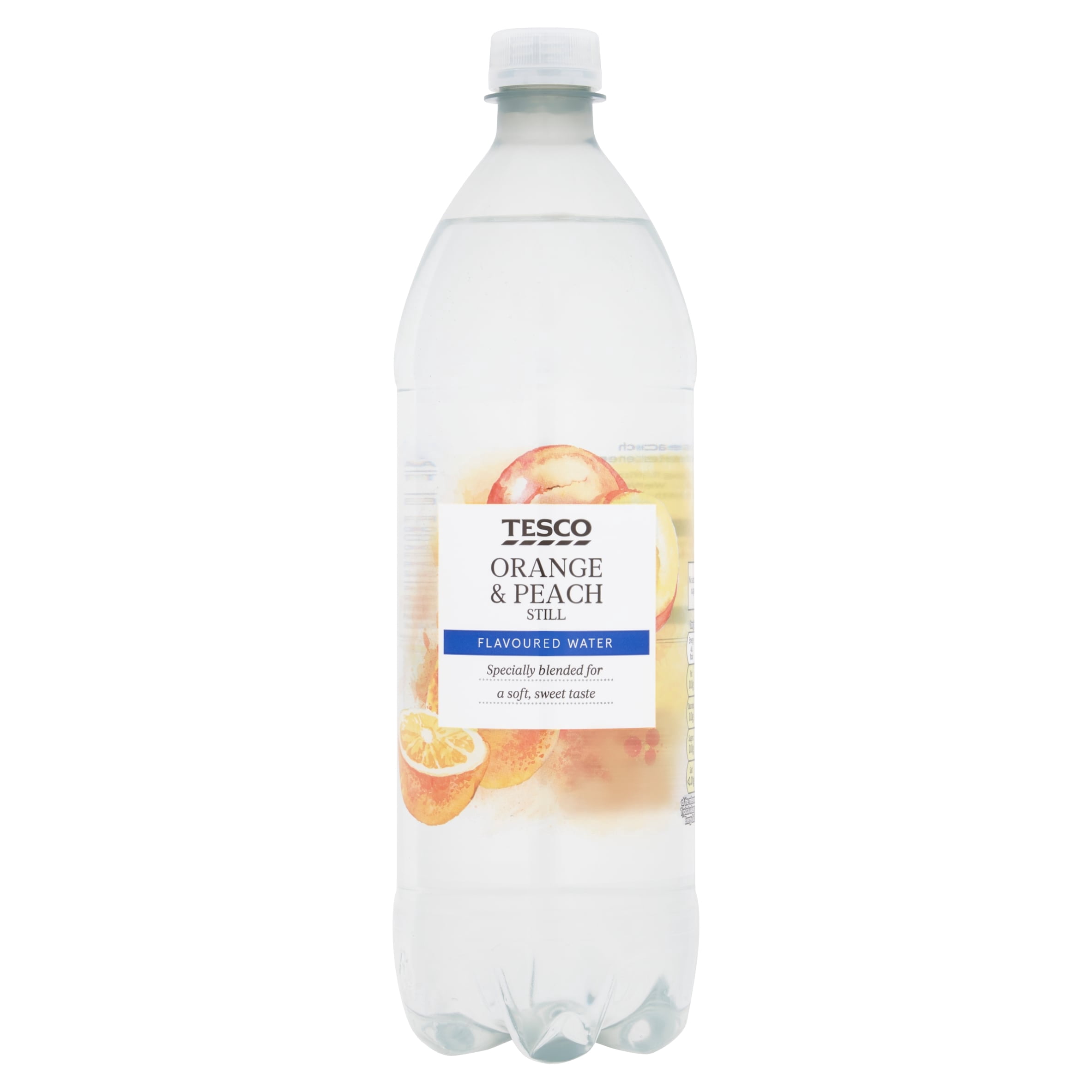 Tesco Orange & Peach Still Flavoured Water 1 Litre, Imported from Britain
