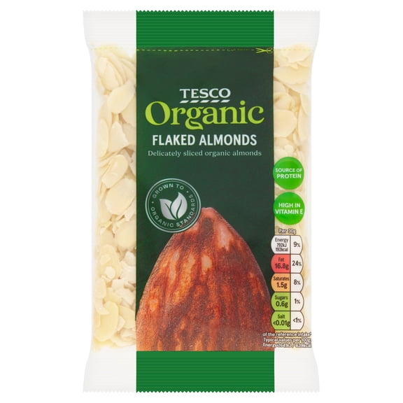Tesco Organic Flaked Almonds 100G, Imported from Britain