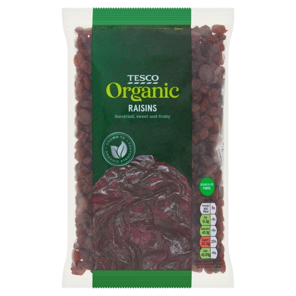 Tesco Organic Raisins 375G, Imported from Britain