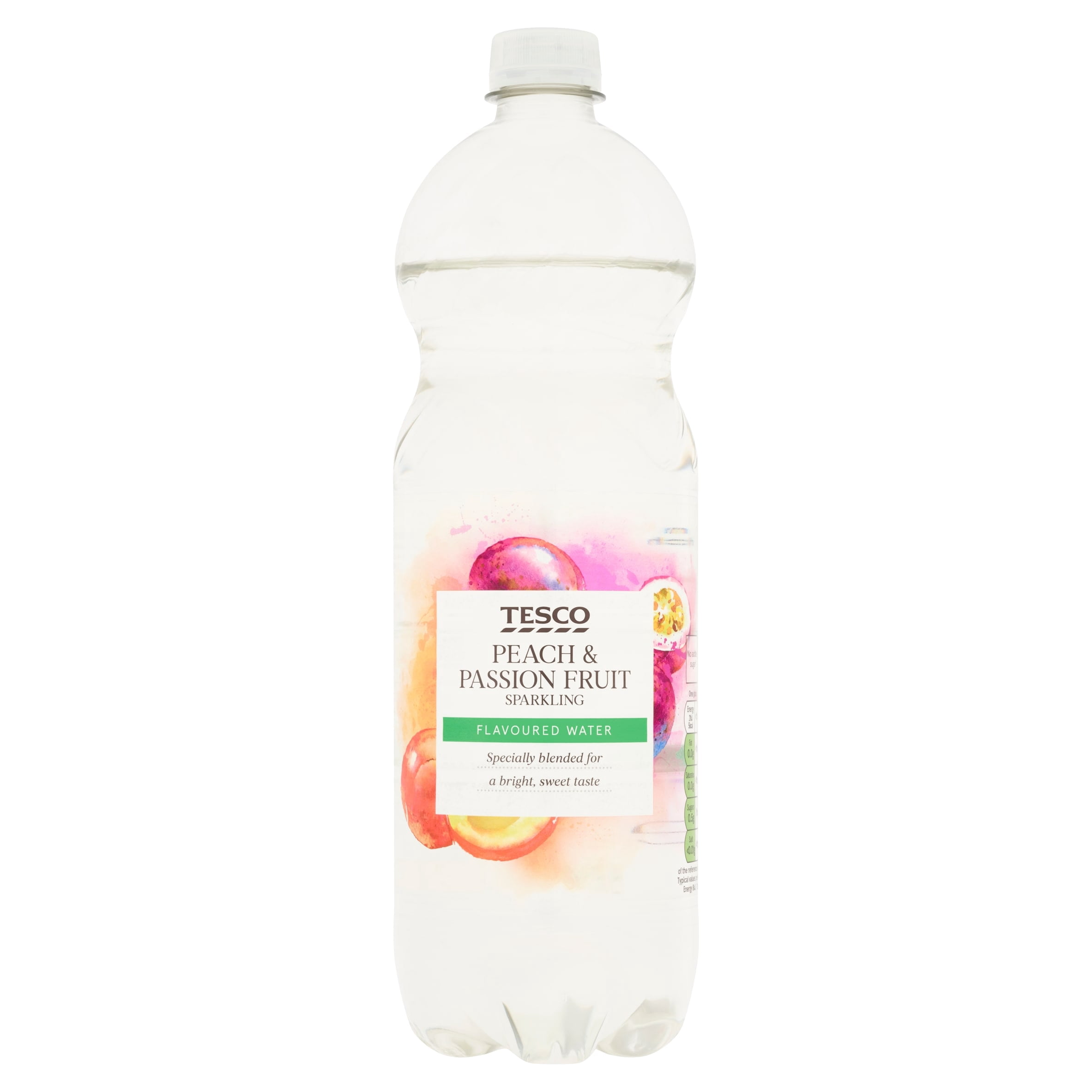 Tesco Peach & Passion Fruit Sparkling Water 1L, Imported from Britain
