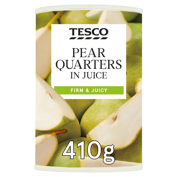 Tesco Pear Quarters in Juice 410g, Imported from Britain