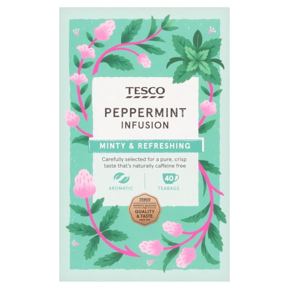 Tesco Peppermint 40 Tea Bags 60G, Imported from Britain