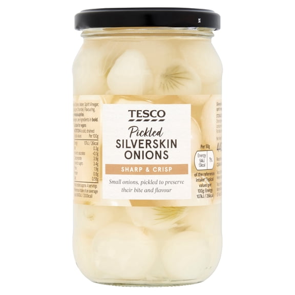 Tesco Pickled Silverskin Onions 440G, Imported from Britain