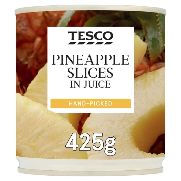 Tesco Pineapple Slices In Juice 425G, Imported from Britain