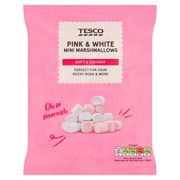 Tesco Pink & White Mini Marshmallows 100G, Imported from Britain