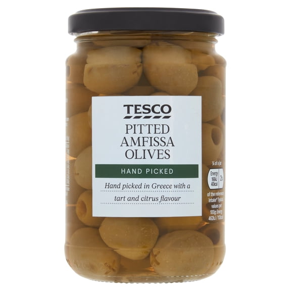 Tesco Pitted Amfissa Olives 290G, Imported from Britain