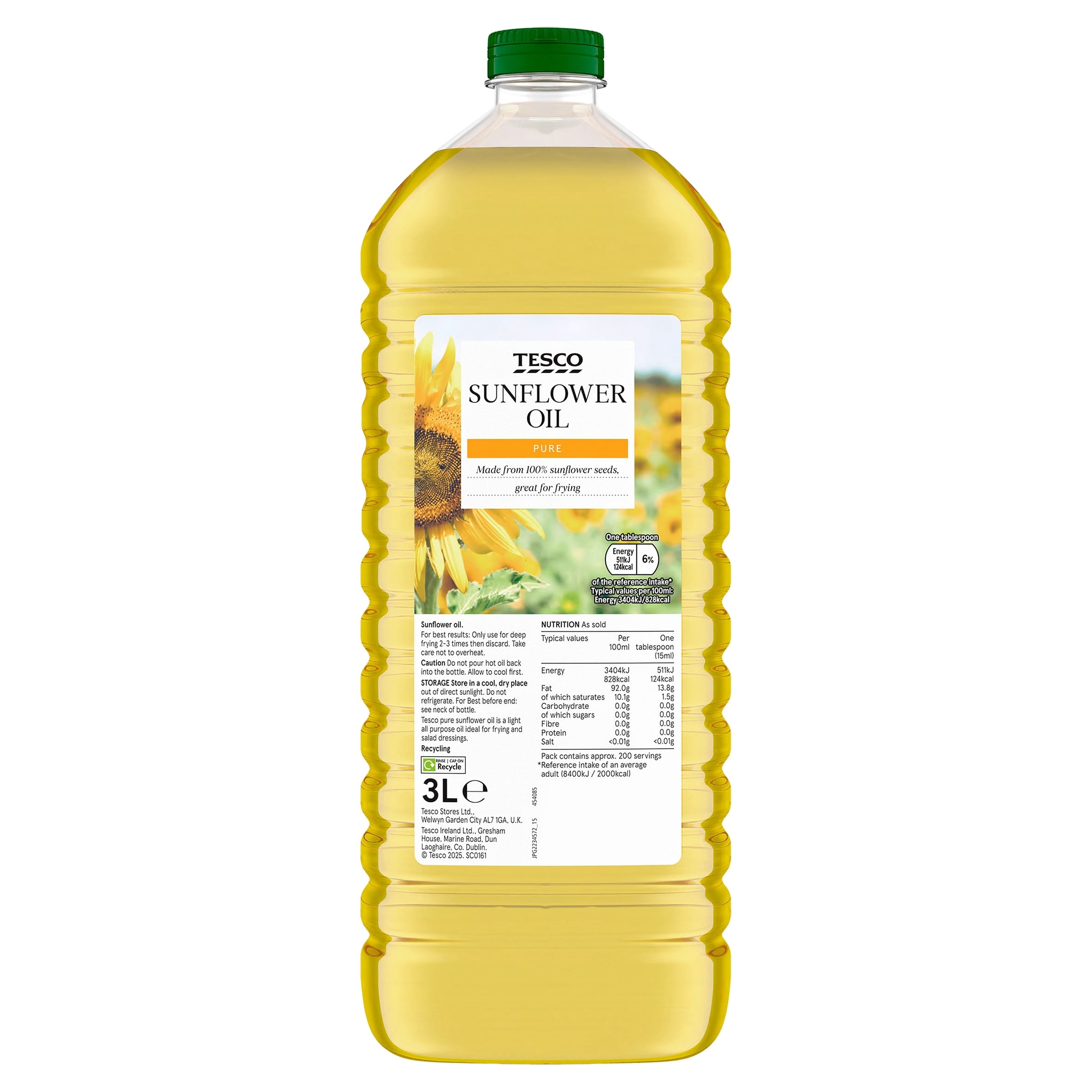Tesco Pure Sunflower Oil 3L, Imported from Britain