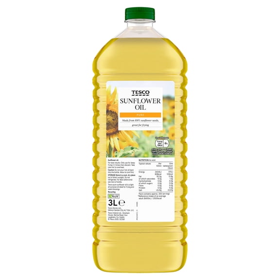 Tesco Pure Sunflower Oil 3L, Imported from Britain