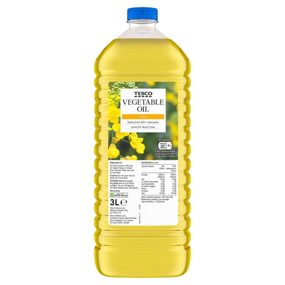 Tesco Pure Vegetable Oil 3L, Imported from Britain