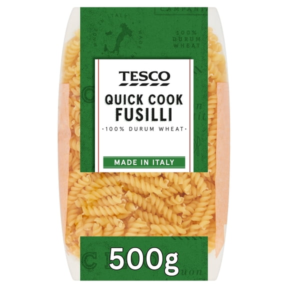 Tesco Quick Cook Fusilli Pasta 500G, Imported from Britain